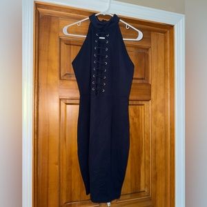 NWT Charlotte Russe Dark Blue front cutout Dress Size M